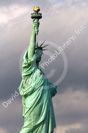 The Statue of Liberty on Liberty Island in New York Harbor, New York, USA.