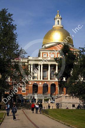 The Massachusetts State House located in the Beacon Hill neighborhood of Boston, Massachusetts, USA.