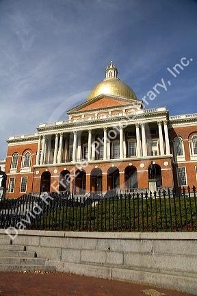 The Massachusetts State House located in the Beacon Hill neighborhood of Boston, Massachusetts, USA.