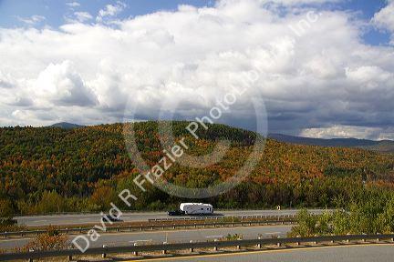 Fall foliage along interstate 89 in Sullivan County, New Hampshire, USA.
