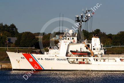 U.S. Coast Guard ship at the Portsmouth Naval Shipyard located on the Piscataqua River at Kittery, Maine, USA.
