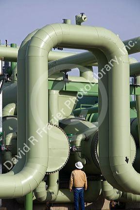 The workings of a geothermal powered electricity generating plant in Malta, Idaho, USA. MR