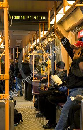 The MAX light rail public transportation system in Portland, Oregon, USA.