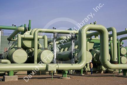 The workings of a geothermal powered electric generating plant in Malta, Idaho, USA. MR