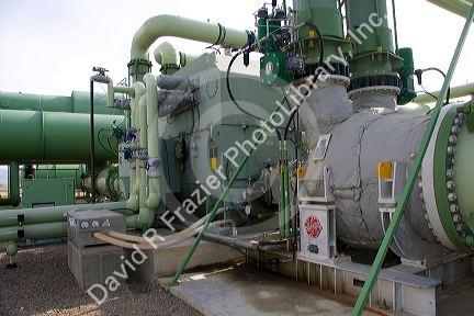 The workings of a geothermal power plant in Malta, Idaho, USA.