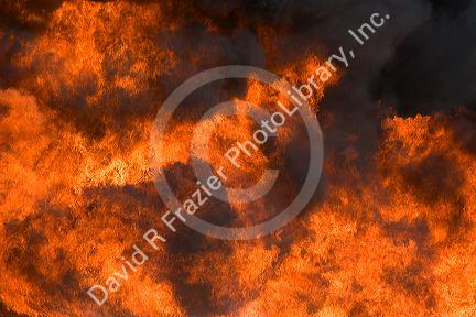 Jet fuel fire at an airport firefigher training facility in Boise, Idaho, USA.