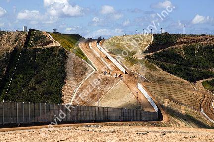 Construction of the border fence that prevents illegal immagrant crossings at the U.S./Mexico border near San Diego, California.