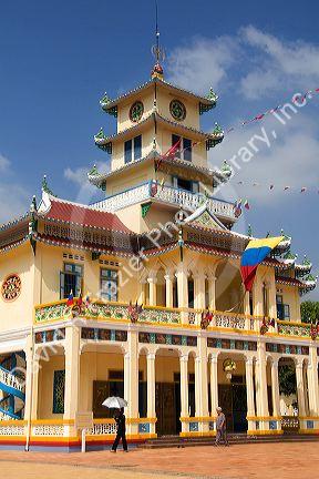Cao Dai religious buildings near the Tay Ninh Holy See in Tay Ninh, Vietnam.