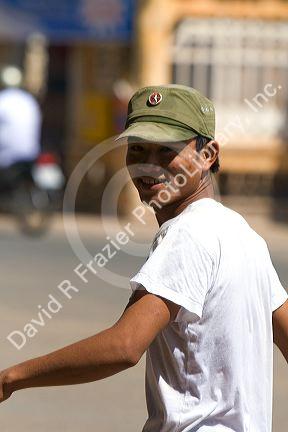 Vietnamese soldier at the Cao Dai Tay Ninh Holy See in Tay Ninh, Vietnam.