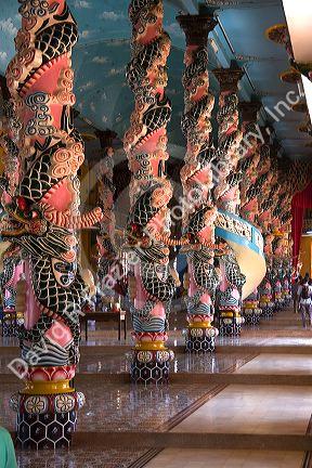 Detail inside the Cao Dai Tay Ninh Holy See in Tay Ninh, Vietnam.