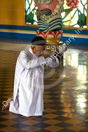 Cao Dai ceremony inside the Tay Ninh Holy See in Tay Ninh, Vietnam.