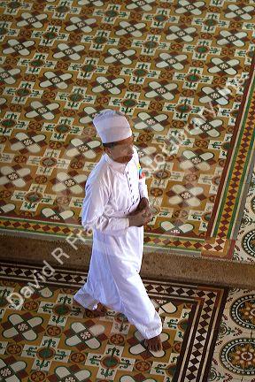 Cao Dai ceremony inside the Tay Ninh Holy See in Tay Ninh, Vietnam.