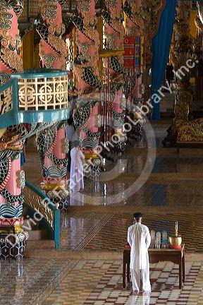 Cao Dai ceremony inside the Tay Ninh Holy See in Tay Ninh, Vietnam.