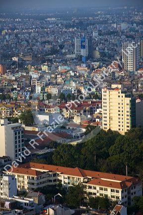Cityscape view of Ho Chi Minh City from atop the Saigon Trade Center skyscraper, Vietnam.