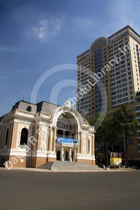 The Saigon Opera House and the Caravelle Hotel in Ho Chi Minh City, Vietnam.