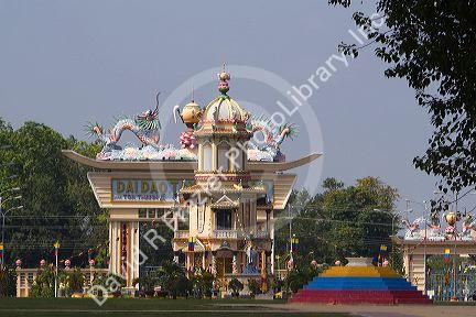 Religious buildings at the Cao Dai Tay Ninh Holy See in Tay Ninh, Vietnam.