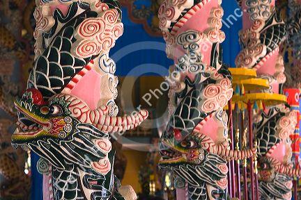 Detail inside the Cao Dai Tay Ninh Holy See in Tay Ninh, Vietnam.