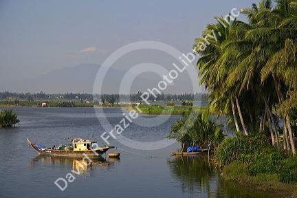 Boat on the Thu Bon River near Hoi An, Vietnam.