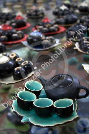 Tea set made at the Thai Son pottery factory  near Ha Long, Vietnam.