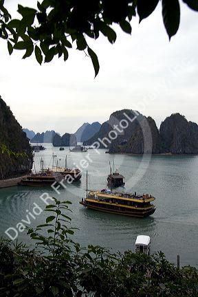 Entrance to the Hang Sung Sot caves in Ha Long Bay, Vietnam.