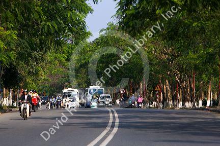 Traffic on the National Highway 1 at Hue, Vietnam.