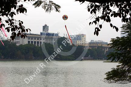 Hoan Kiem Lake in Hanoi, Vietnam.