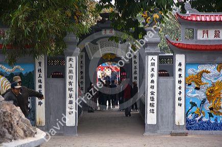 Ngoc Son Temple located on Jade Island in Hoan Kiem Lake in Hanoi, Vietnam.