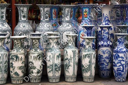 Painted ceramic vases at the Thai Son pottery factory near Ha Long, Vietnam.