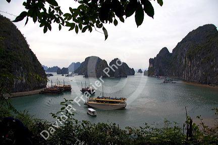 Entrance to the Hang Sung Sot caves in Ha Long Bay, Vietnam.