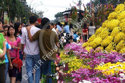 Flower displays are a part of the Tet Lunar New Year celebration in Ho Chi Minh City, Vietnam.