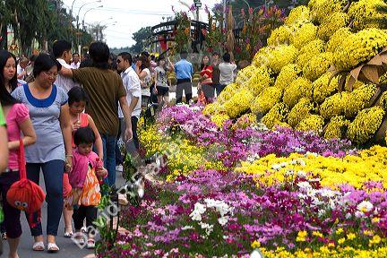 Flower displays are a part of the Tet Lunar New Year celebration in Ho Chi Minh City, Vietnam.