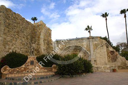 Ruins of the Great Stone Church at Mission San Juan Capistrano, California, USA.