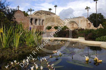 Ruins of the Great Stone Church at Mission San Juan Capistrano, California, USA.