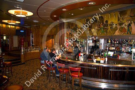 Bar on the Queen Mary museum and hotel ship at Long Beach, Califorina, USA.
