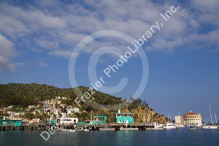 The Green Pier in Avalon Harbor on Catalina Island, California, USA.
