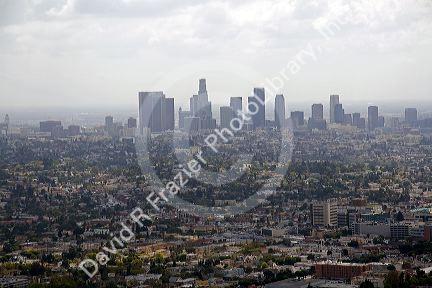 View of Los Angeles and smog from the Griffith Observatory, Los Angeles, California, USA.