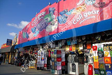 People and boardwalk retail space at Venice Beach, Los Angeles, California.