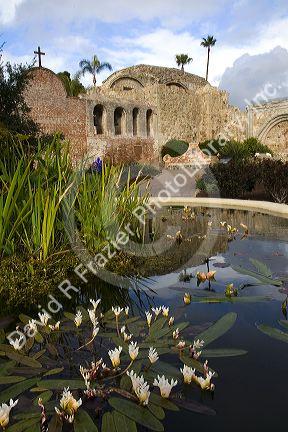 Ruins of the Great Stone Church at Mission San Juan Capistrano, California, USA.