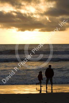 Sunset on the Pacific Ocean in Southern California, USA.