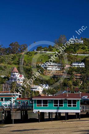 The Green Pier in Avalon Harbor on Catalina Island, California, USA.