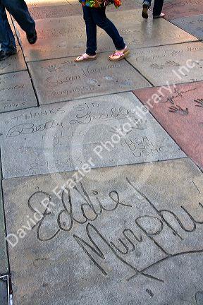 Celebrity autograph in the concrete of the Grauman's Chinese Theatre located in Hollywood, Los Angeles, California, USA.