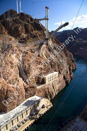 Bridge under construction at the Hoover Dam on the border between the states of Arizona and Nevada, USA.