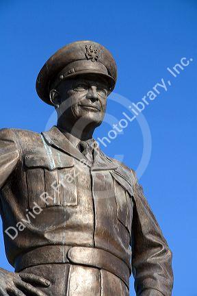 Bronze statue of Dwight D. Eisenhower located at the Eisenhower Presidential Center in Abilene, Kansas, USA.