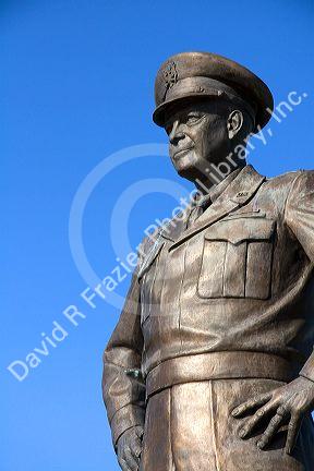 Bronze statue of Dwight D. Eisenhower located at the Eisenhower Presidential Center in Abilene, Kansas, USA.