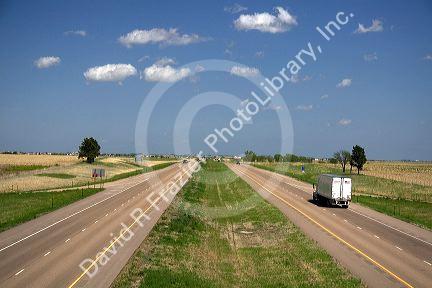 Interstate 70 in Ellsworth County, Kansas, USA.