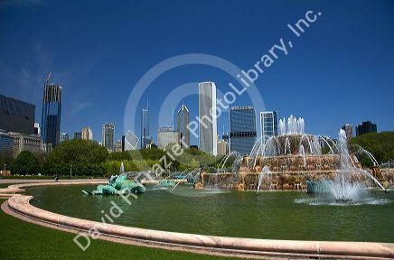Buckingham Fountain located in Grant Park, Chicago, Illinois, USA.