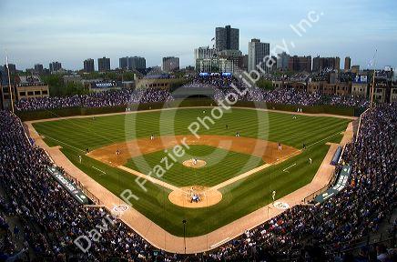 Wrigley Field during a Cubs baseball game in Chicago, Illinois, USA.