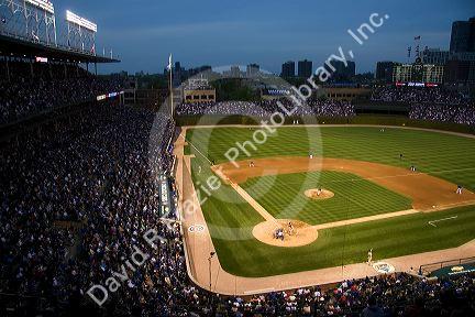 Wrigley Field during a Cubs baseball game in Chicago, Illinois, USA.