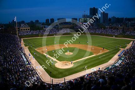 Wrigley Field during a Cubs baseball game in Chicago, Illinois, USA.