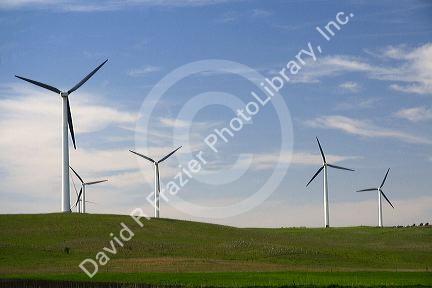 Farmland and wind turbines in Pipestone County, Minnesota, USA.